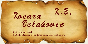 Kosara Belaković vizit kartica